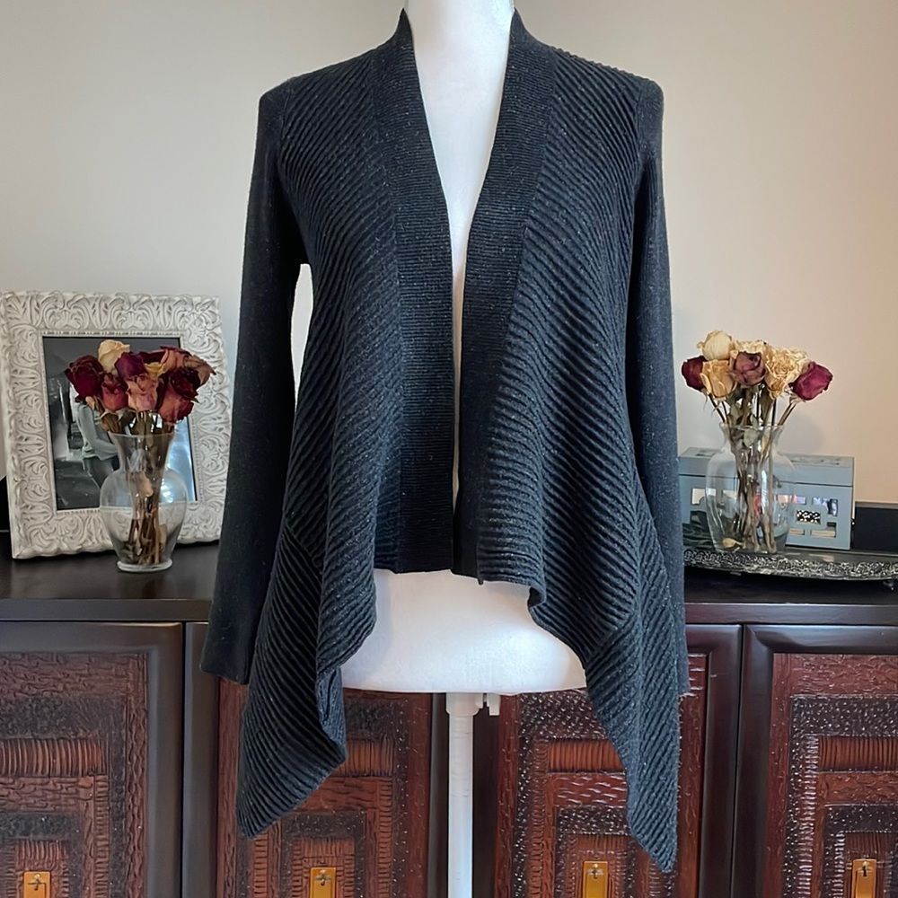 Eileen Fisher charcoal Cadigan sweater size Small Petite